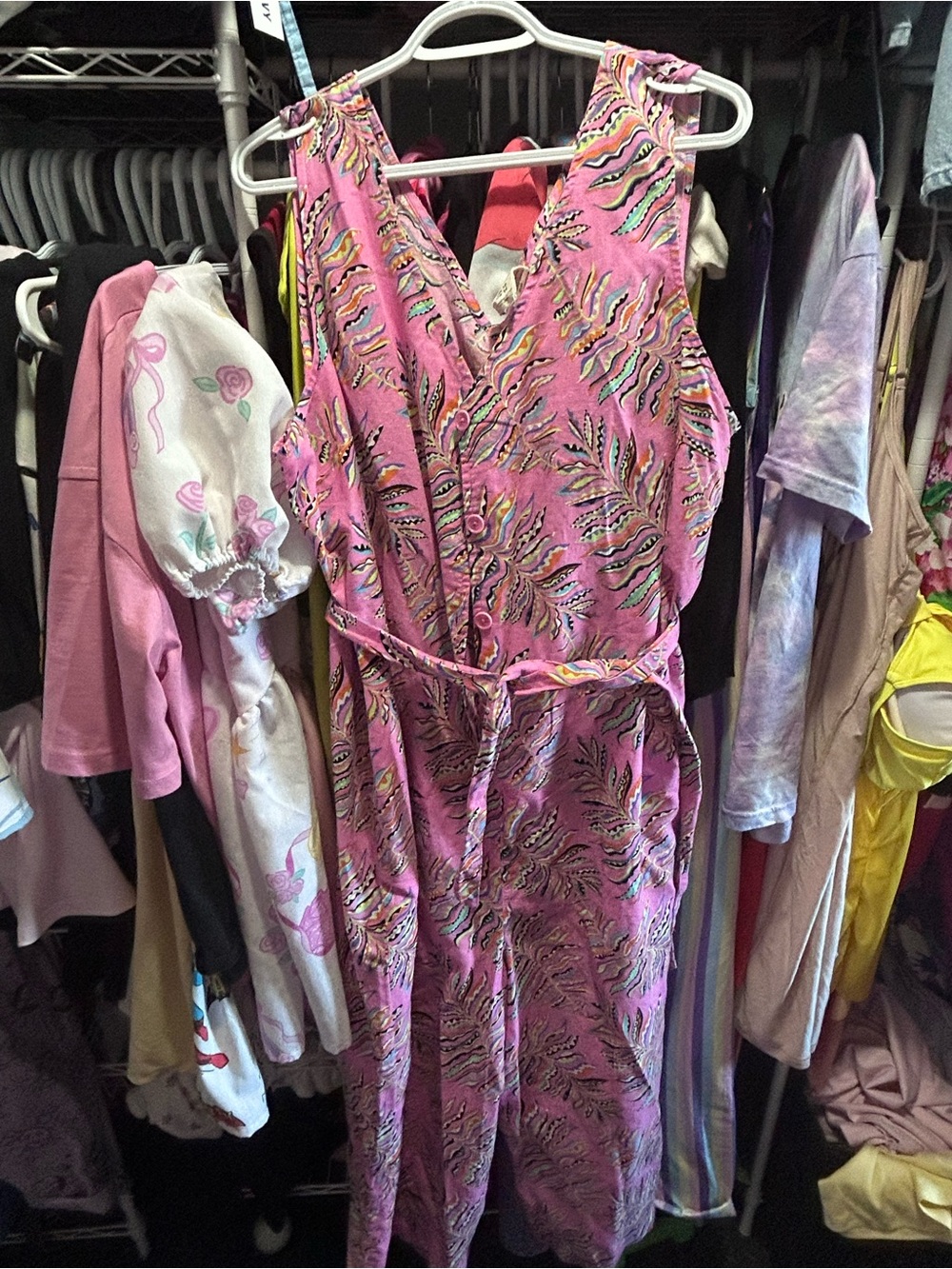 Lucy & Yak Pink Printed Jumpsuit with Tie Waist Finn